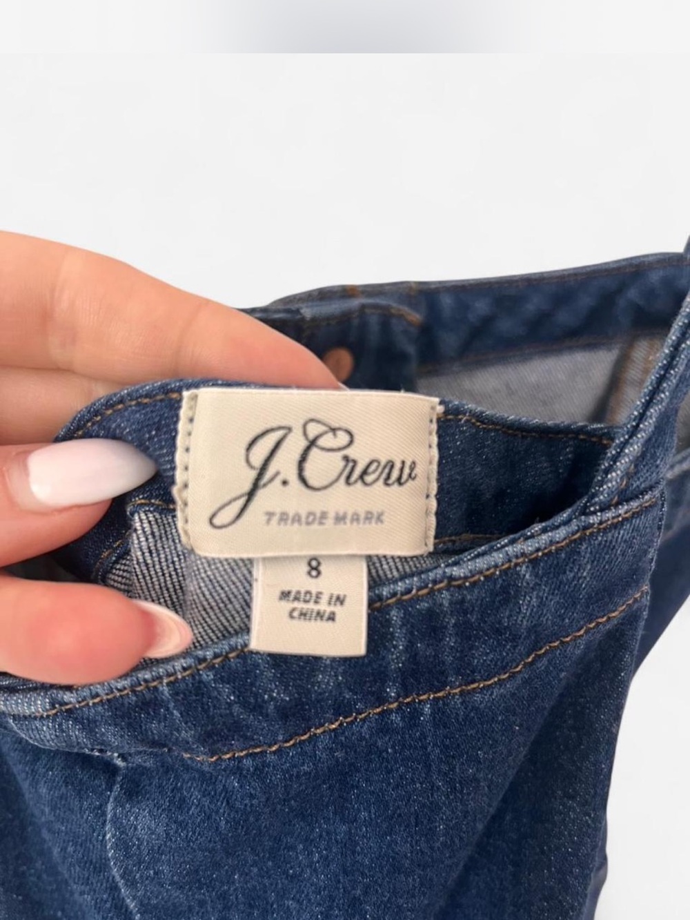 J.Crew Denim Midi Dress Size 8 Button Front Cross Back Straps - Picture 5 of 5